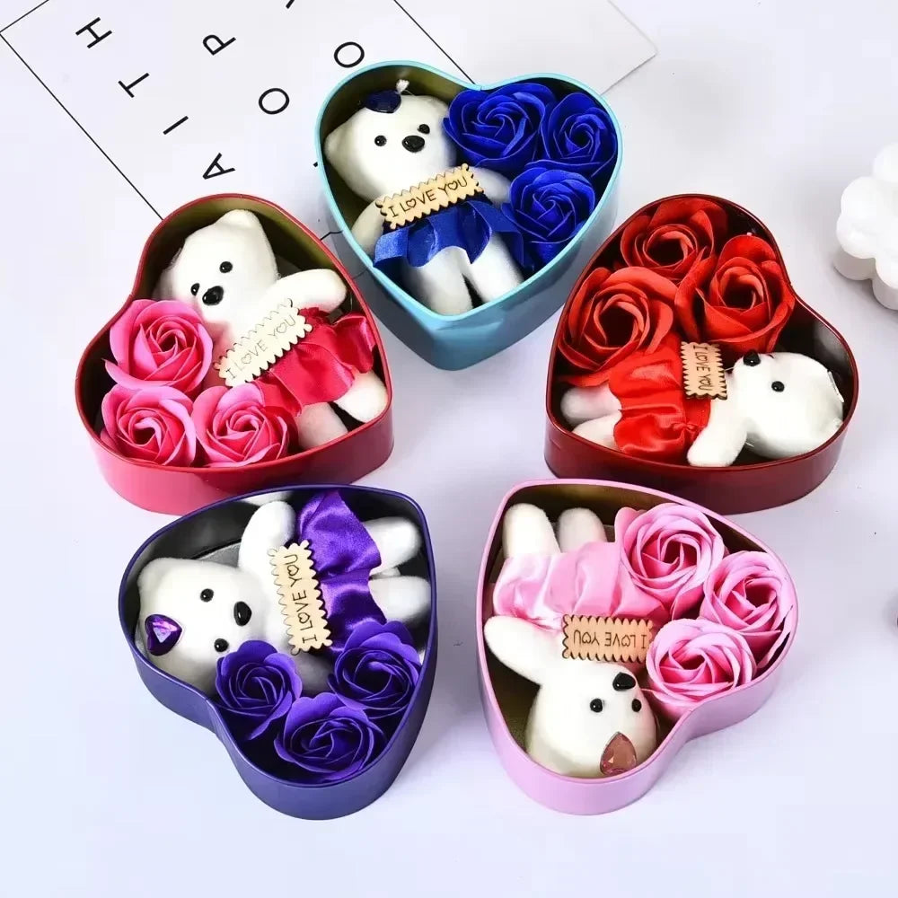 Valentines Day Rose Love Gift Box Bear Soap Romantic Mother Day Gift Wedding Birthday Flower Room Decoration Home Party Supplies Quick Pick Grocers
