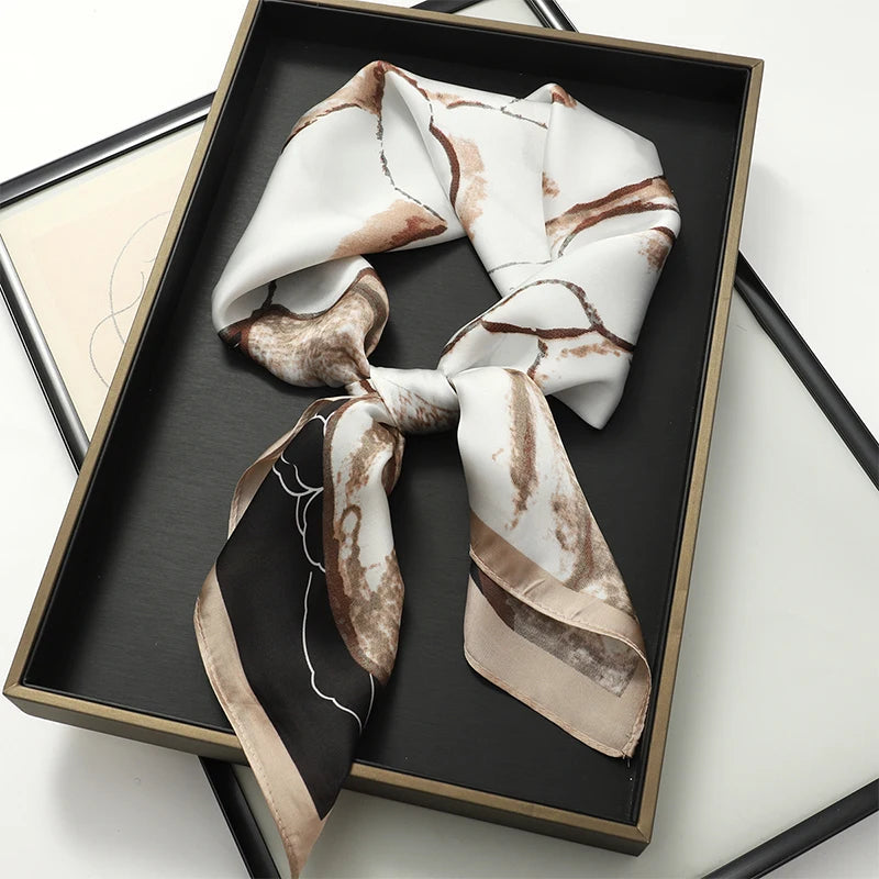 60Colors Luxury Scarf Women 70*70Cm Silk Feel Square Hair Wrapping Foulard Satin Shawl Big Size Head Bandana Hijab Handkerchief Quick Pick Grocers