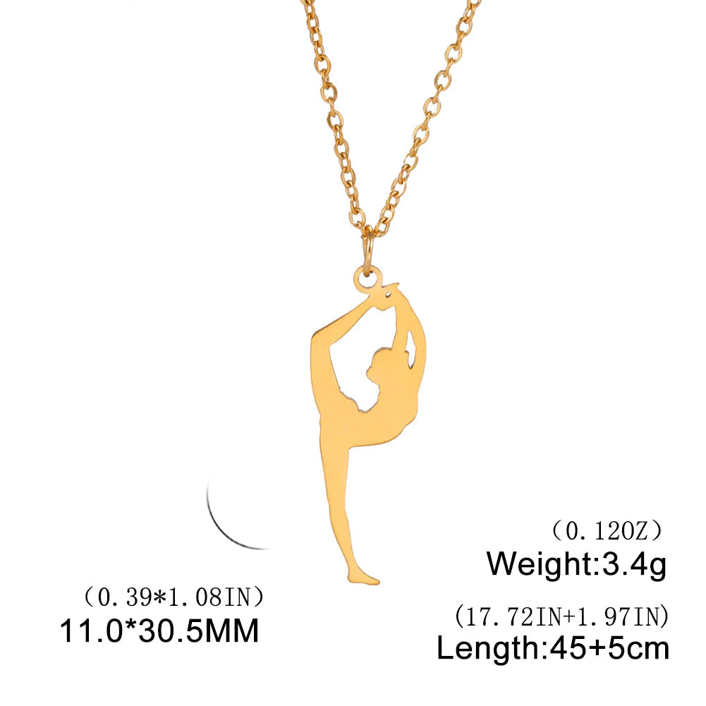 Rhythmic Gymnastics Necklace Women Trend 2025 Gymnast Stainless Steel Jewelry BFF Dancer Girl Sport Accessories Mother Day Gift Quick Pick Grocers