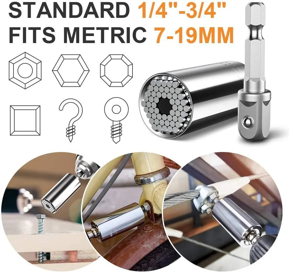 Multifunctional 7 to 19mm Magic Socket Multi Purpose Wrench Extension Rod Electric Hand Drill Screw Tool Set Quick Pick Grocers