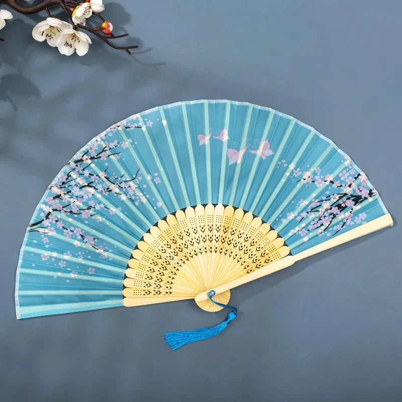 Hand Fan Foldable Silk Fan Noodles Bamboo Fan Bones Halloween Cosplay Prop Christmas Wedding Decoration Party Gifts Art Crafts Econic Blanks