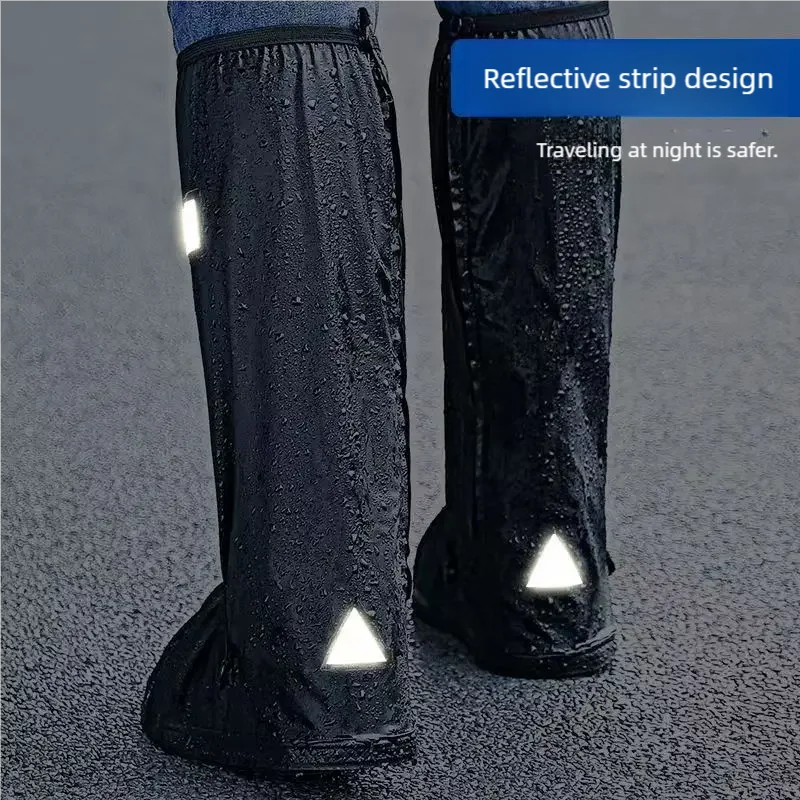 Rain Boot Shoe Cover Black Waterproof with Reflector High Top Clear Shoes Dust Covers for Motorcycle Bike Rain Cover Men Women Econic Blanks