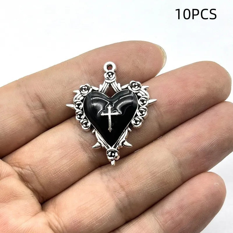 10/12PCS  Retro Dark Style Personalized Thorn Rose Cross Pendant DIY Accessories Quick Pick Grocers