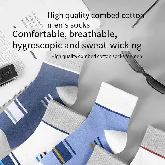 Men's Pure Cotton Socks Spring Striped Casual Socks Men's Anti-odor Antibacterial Business Socks High Quality Sports Sock Meias Quick Pick Grocers