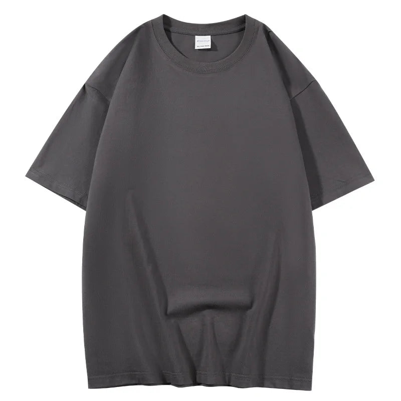 100% Cotton Five Half Sleeve Men's Women Summer T-shirt Loose Short-sleeved Casual Basic Shirt O Neck Solid Color Tops Quick Pick Grocers