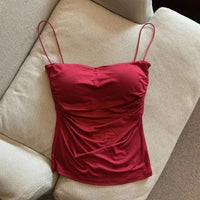 Women's Bra Stretch Women's Beach Everyday Casual Tank Top New Women's Halter Top Summer Korean Style Trend Fashion Built-In Quick Pick Grocers