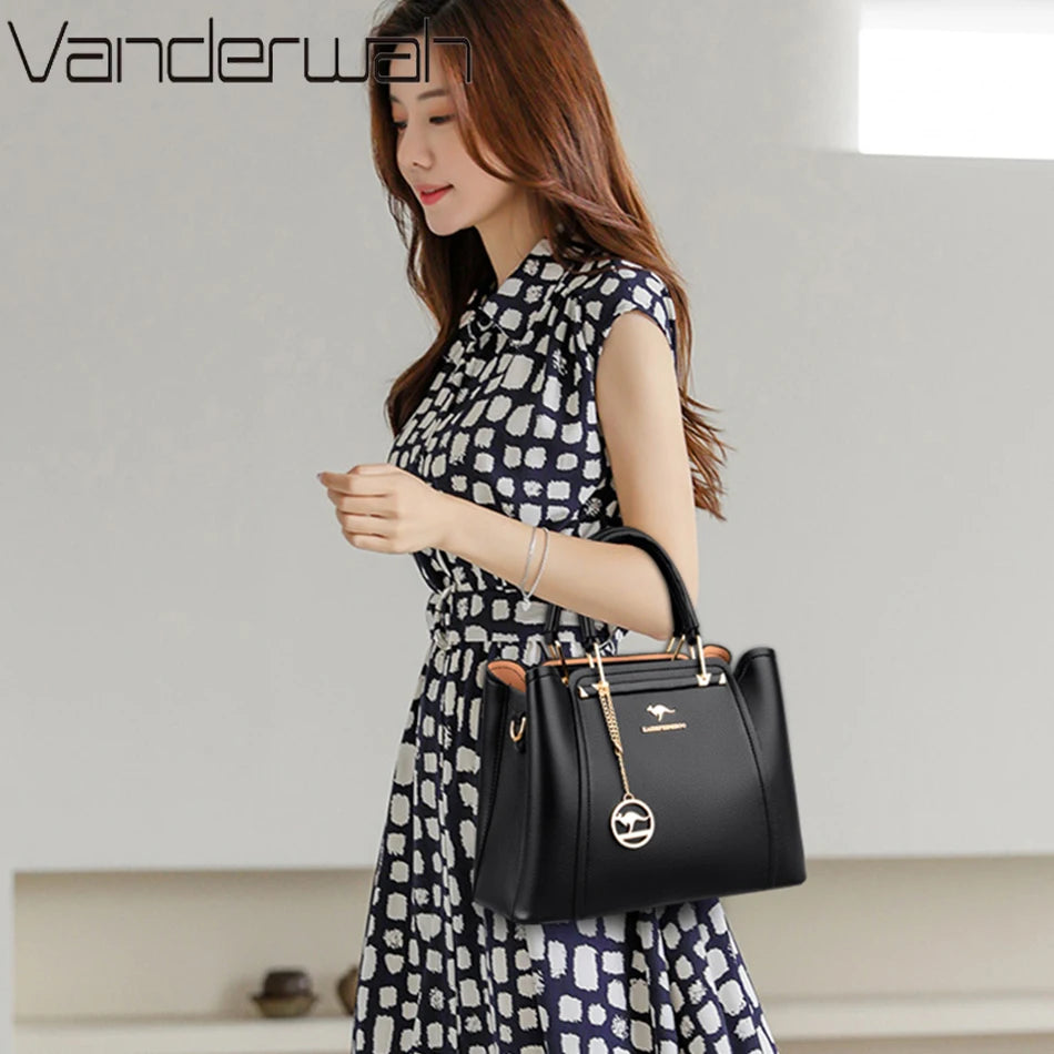 2024 Luxury Women Designer 3 Layers Shoulder Crossbody Sac Ladies Large Capacity Leather Handbags Shopper Brand Messenger Totes Quick Pick Grocers