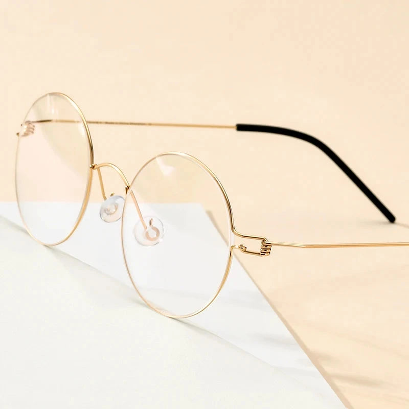 FONEX Screwless Eyeglasses Frame Men Women Round Morten Denmark Korean Glasses Frame Titanium Alloy Eyewear 98607 Econic Blanks