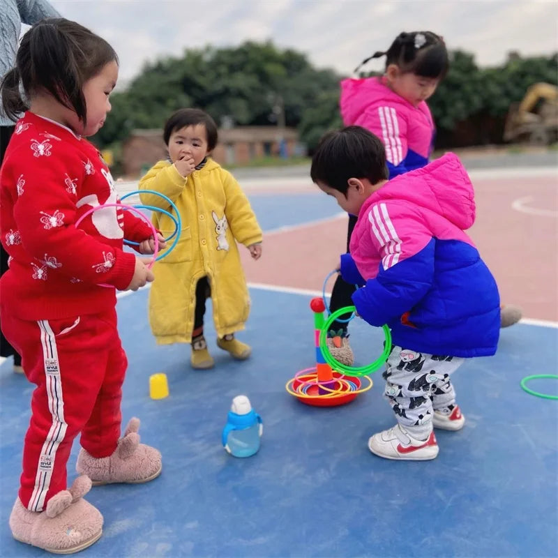 Children Throw Circle Game Ferrule Stacked Toys Fun Indoor Outdoor Parent-Child Interactive Circle Layers Early Education Gift Quick Pick Grocers