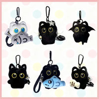 Cute Cartoon Plush Black Cat Keychain Bag Pendant Decoration Kawaii Stuffed Doll Toy Car Keyring Accessories Couples Gift Quick Pick Grocers