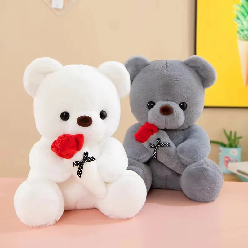 Cute Rose Bear Plush Toy Stuffed Animal Doll Romantic Gift for Girlfriend Valentines Day Birthday and Anniversary Present Quick Pick Grocers