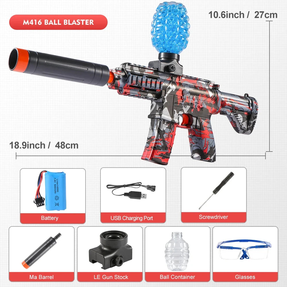 M416 Electric Ball Blaster Toy Gun - High-Speed, Metallic Finish, Rechargeable - Halloween Thanksgiving Gift(Bullets Excluded) Econic Blanks