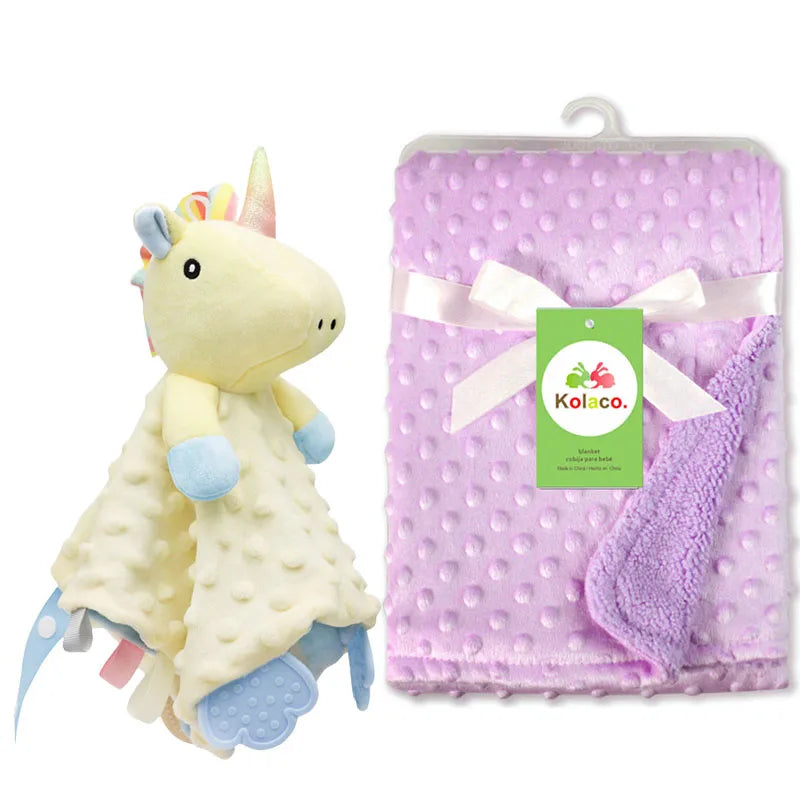 Personalized Newborn Baby Blanket with Name Custom Stroller Sleeping Dolls Animal Security Towel Gift Set for Baby Shower Gifts Purest Peak