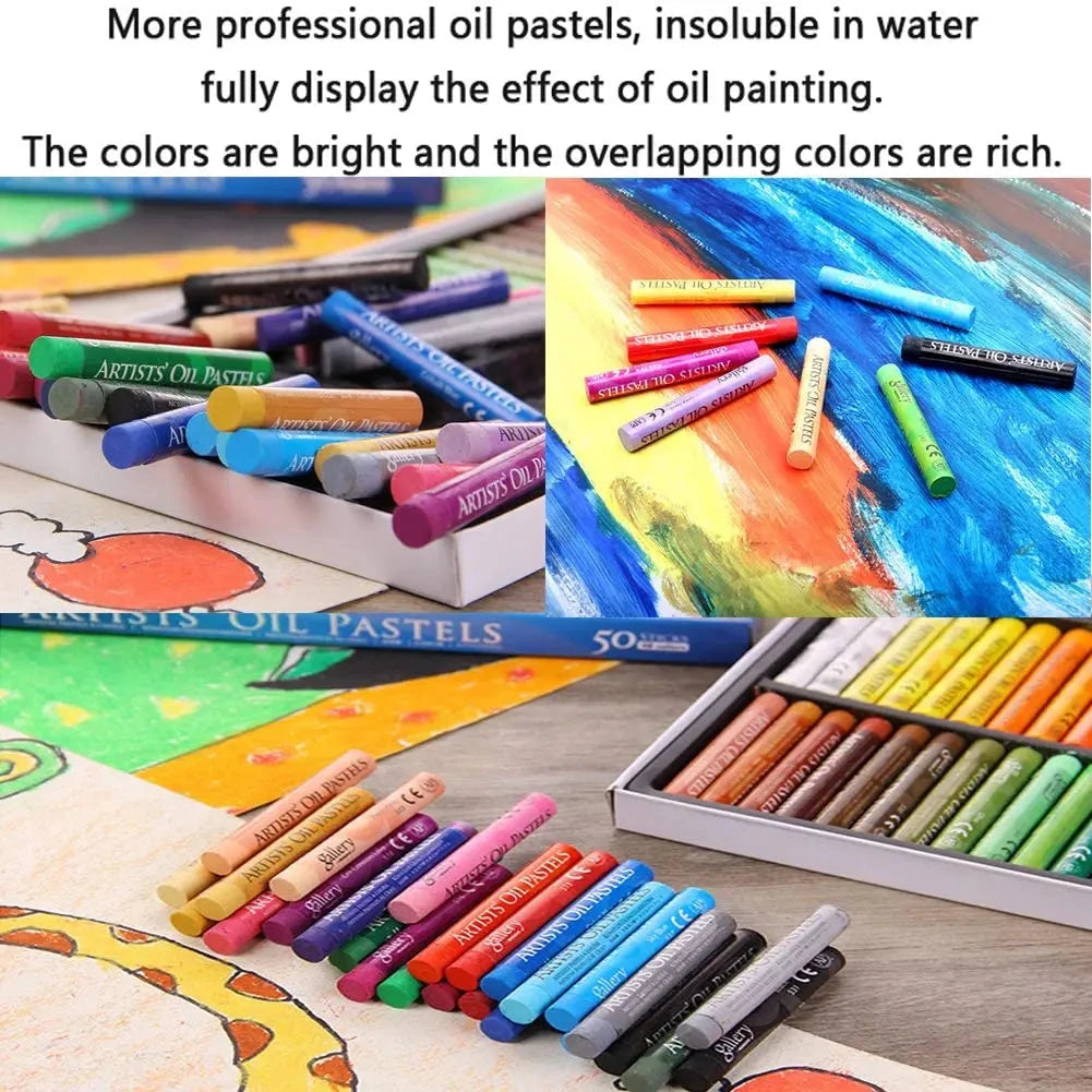 MUNGYO Artist Oil Pastel Set 12/25/50 Professional Painting Drawing Graffiti Art Crayons Washable Round Non Toxic Sticks Econic Blanks