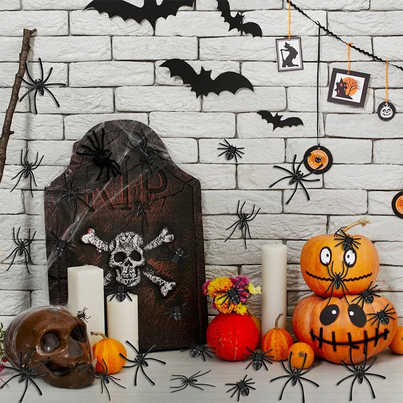 4.5x5cm Artificial Plastic Spiders Mini spider Black Fake Spiders Halloween Prank Props for Halloween DIY Party Decoration Quick Pick Grocers