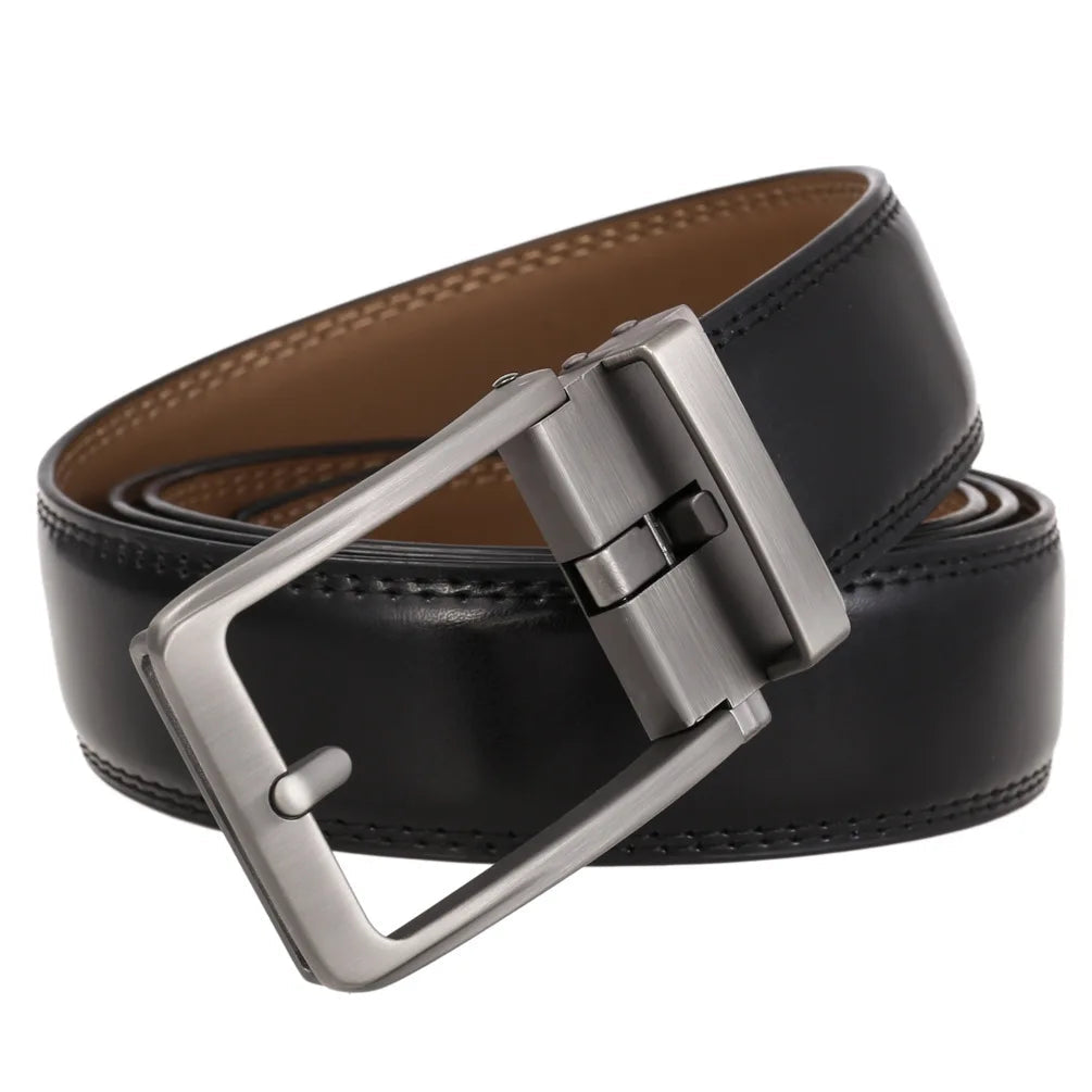Men's Leather Belts Fashion Automatic Buckle Cowskin Male Belts Luxury Designer Black Brown 3.5cm Quick Pick Grocers