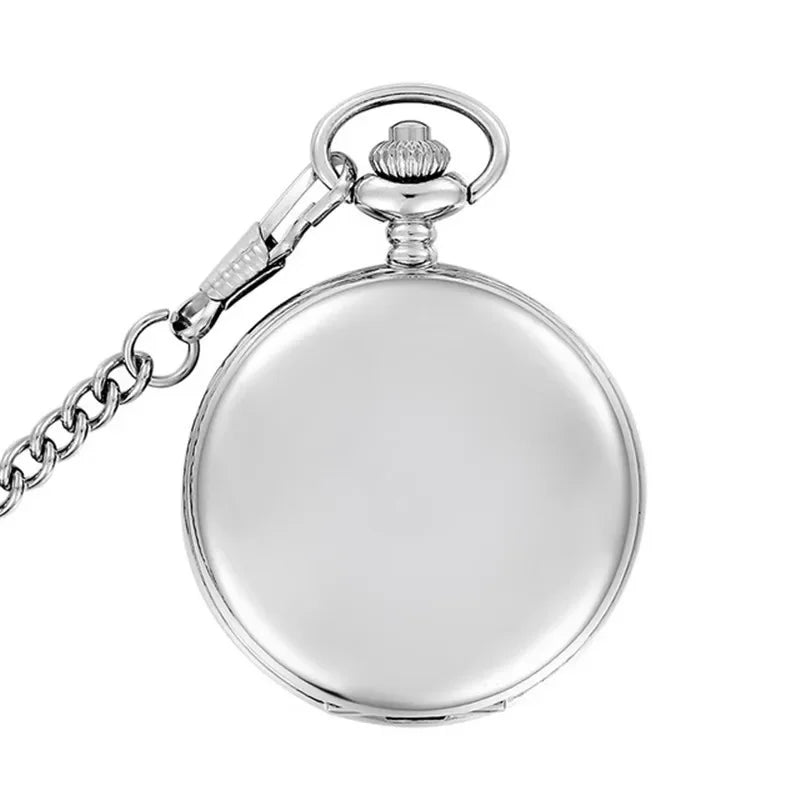 Silver Smooth Quartz Pocket Watch Mens Womens Necklace Clock Metal Stainless Steel Watches Pendant with Short Chain Gifts Quick Pick Grocers