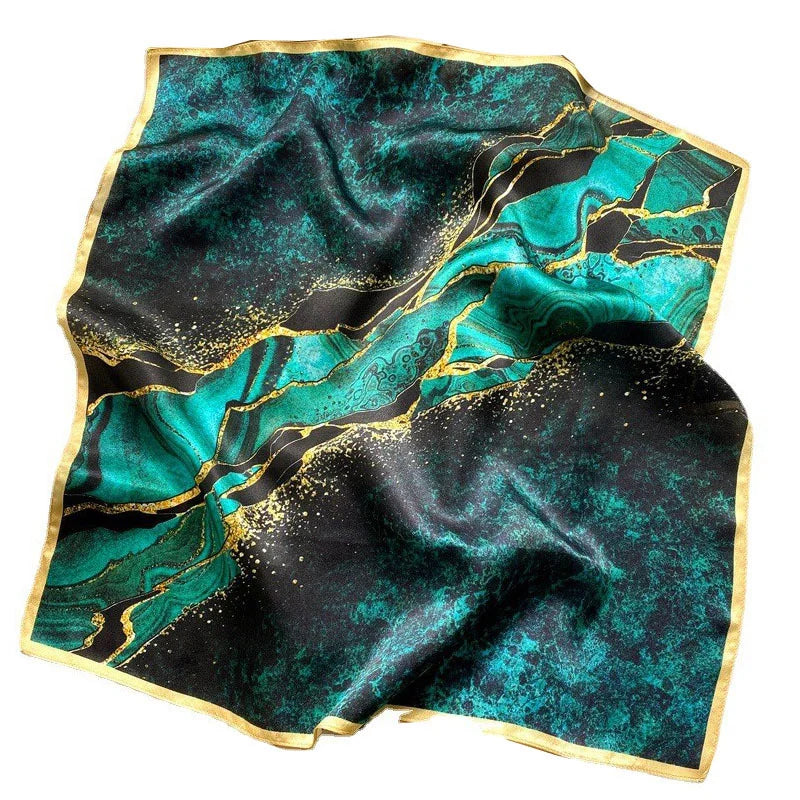 2025 Fashion 100% Real Silk Scarf 53cm Square Bandelet Women's Silk Temperament Small Scarf Neck Decorative Wrap Printed Scarves Quick Pick Grocers