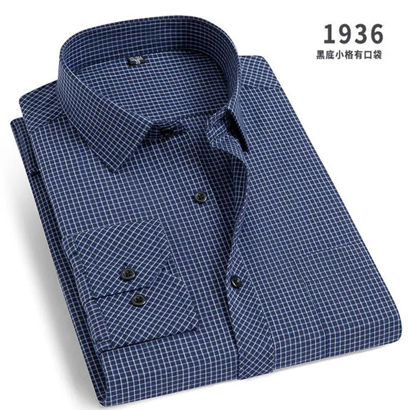 Spring New Men's Striped long-sleeved Shirt Non-ironing Anti-wrinkle Comfortable Breathable Business Casual Fashion Slim Fit Quick Pick Grocers