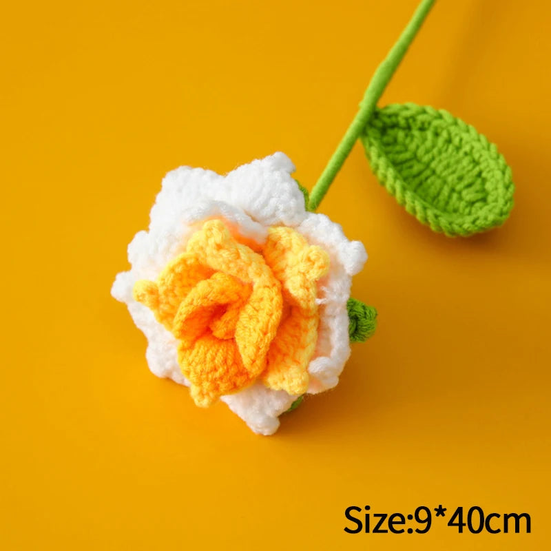 1pc Tulip Crochet Flowers Artificial Woven Flowers Handmade Tulipanes Wedding Gift for Guest Home Decoration Mother's Day Gift Quick Pick Grocers