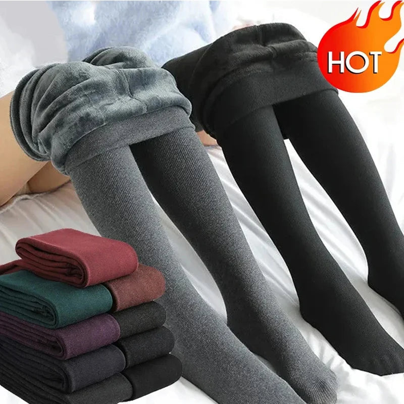 Women's Thermal Winter Tights Fleece Lined Sheer Velvet Pantyhose Thick Warm Leggings with Plush Inner Layer Quick Pick Grocers