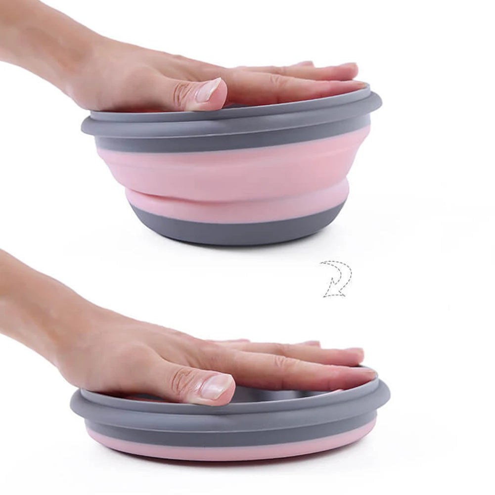 Portable Folding Lunch Box Bowl Sets Silicone 3Pcs/Set Food Container Outdoor Camping Tableware Set Foldable Salad Bowl with Lid Quick Pick Grocers