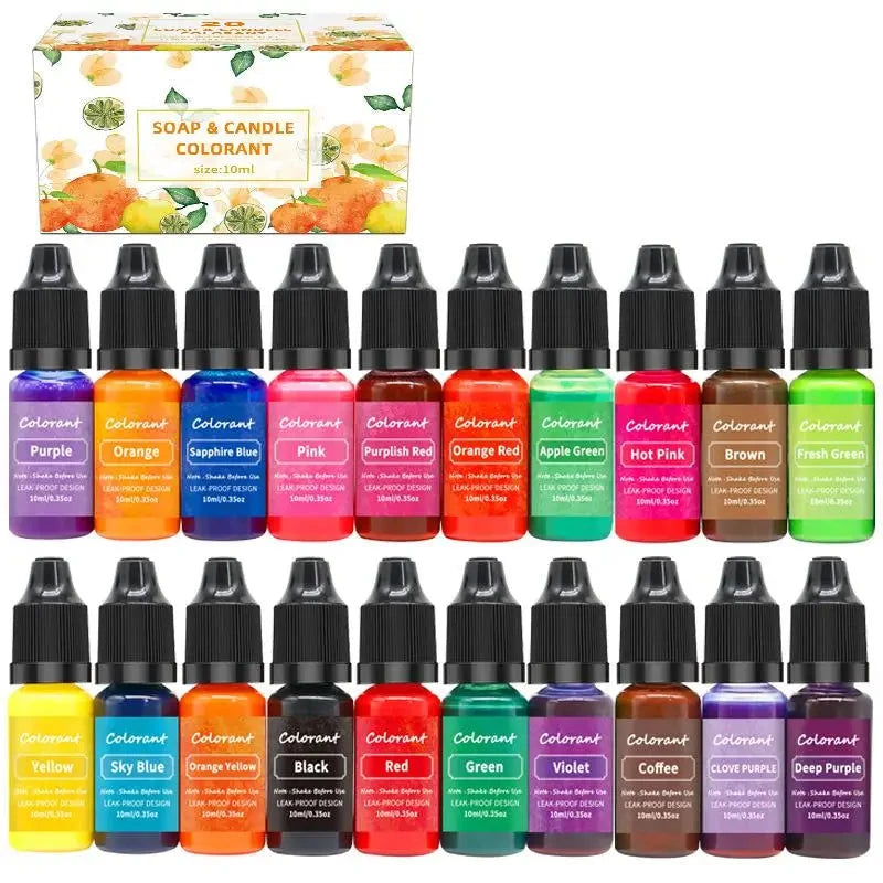 Candle Dyes Kit Liquid Colorant Pigment Set DIY Candle Making Supplies Aromatherapy Soap Soy Wax Dye Candle Mold Coloring Econic Blanks