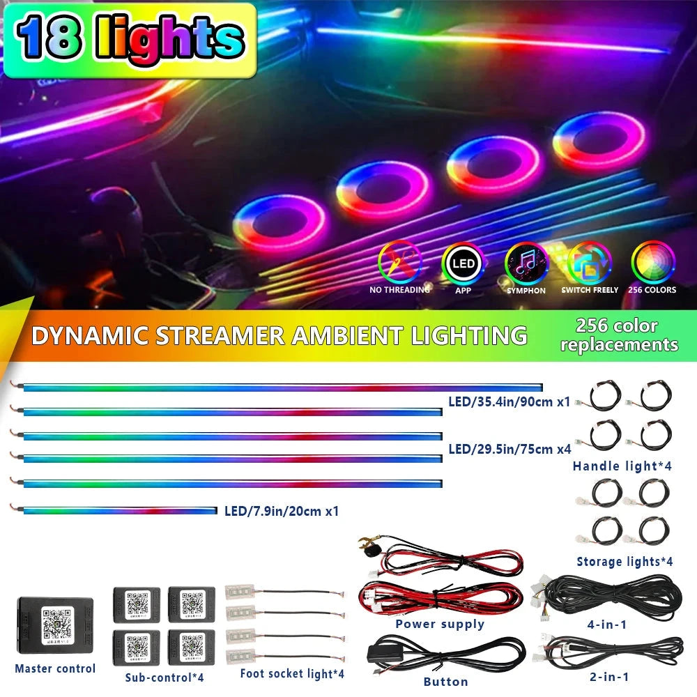 Universal 18-in-1 RGB Car Ambient Light – Interior Neon Strip Kit Econic Blanks