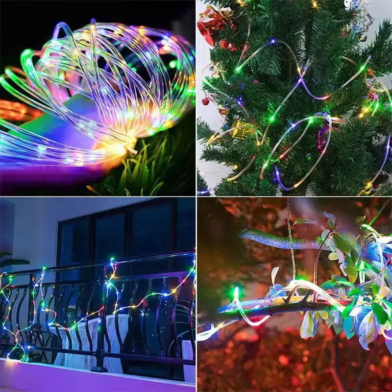 Outdoor Solar Lights Garland Rope String Lights 7-32M LED Garden Garland Waterproof Tube Lamp for Garden Christmas Decoration Quick Pick Grocers