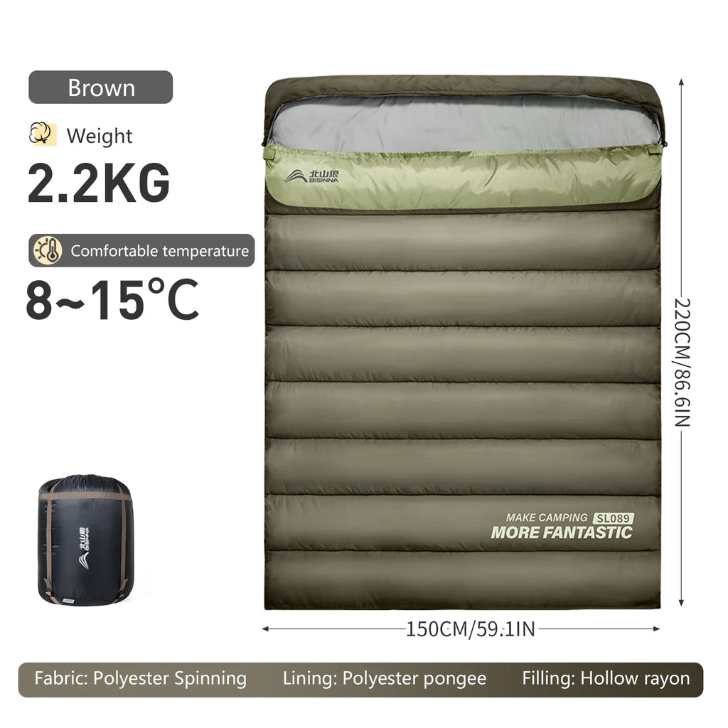 BSWOLF 2 Person Camping Sleeping Bag Four Seasons Portable Winter Sleeping Bag for Outdoor Camp Travel Hiking