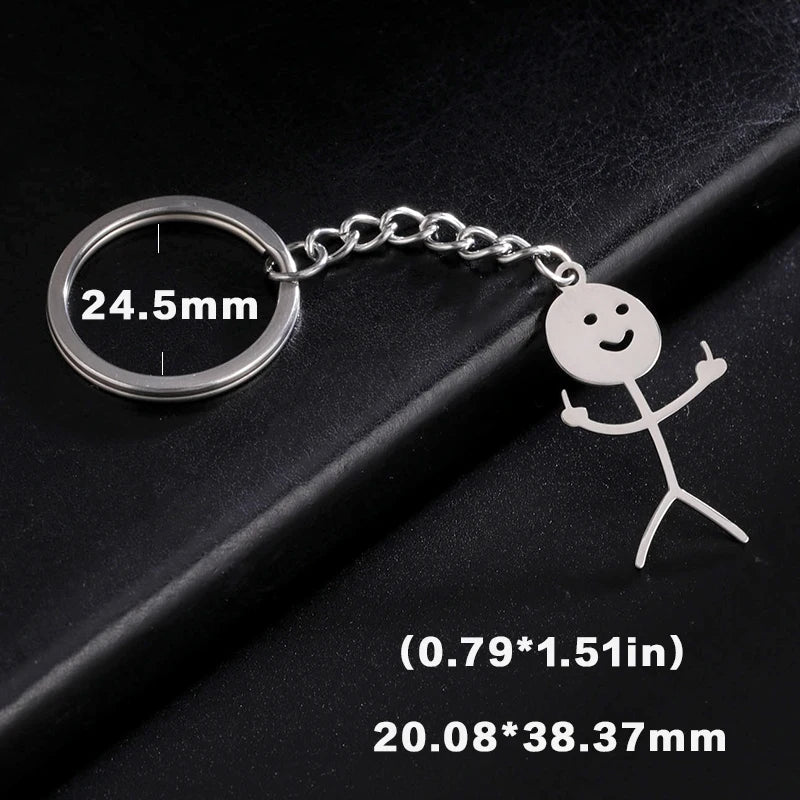 Teamer Funny Middle Finger Stickman Keychain 2025 Cute Trend School Bag Car Key Pendant Couple New Trinket Gift Keyring Econic Blanks
