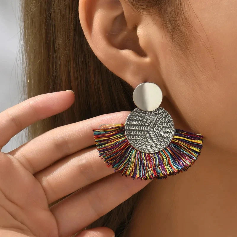 Fashion Bohemian Big Tassel Dangle White Fringe Female Earrings Drop Earrings for Women Statement Wedding Jewelry Econic Blanks