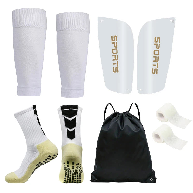 5PCS Set Drawstring Ball bag Football Sock Men Women Leg Guards Shin Pad for Sports Training Leg Cover Grip Soccer Socks Bandage Quick Pick Grocers