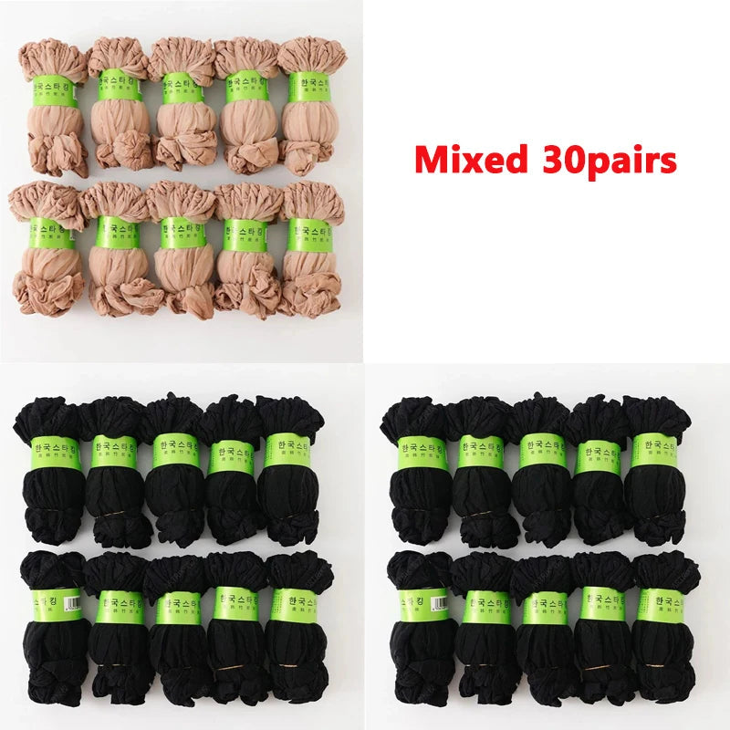Hot Sale! High Quality Women Velvet Socks Pack Female Summer Thin Silk Transparent Sexy Ankle Nylon Socks Set Quick Pick Grocers