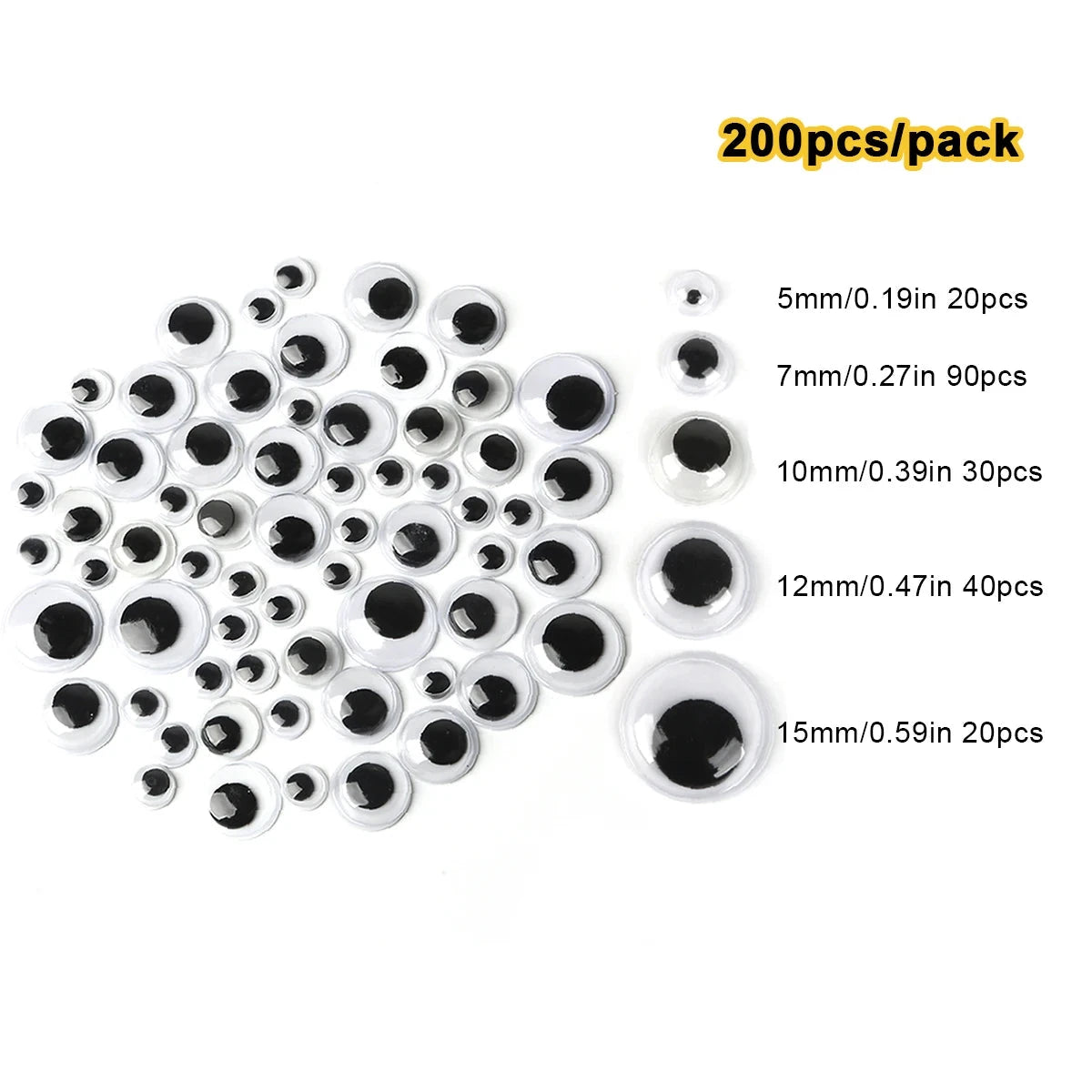 100pcs/200/550pcs Self-adhesive Googly Wiggle Eyes for DIY Scrapbooking Crafts Projects DIY Dolls Accessories Eyes Handmade Toys Econic Blanks