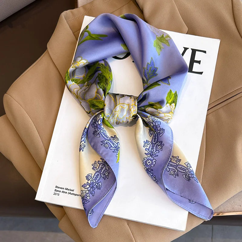 2025 New Fashion 70X70cmPrinted Women's Scarf Pashmina Silk Scarf Square Shawl Decorative Headband Neck Luxury Design Bandana Quick Pick Grocers
