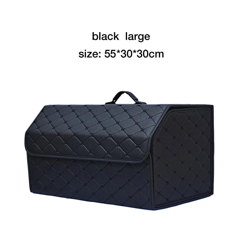 Car Trunk Organizer Box, Large Capacity, Auto Multiuse Tools, Storage Bag, Stowing, Tidying, Leather, Folding for Emergency Quick Pick Grocers