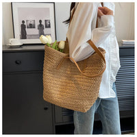 Hand-woven Women's Shoulder Handbag Bohemian 2025 Summer Fashion Straw Beach Tote Bag Travel Shopper Weaving Shopping Bags Quick Pick Grocers