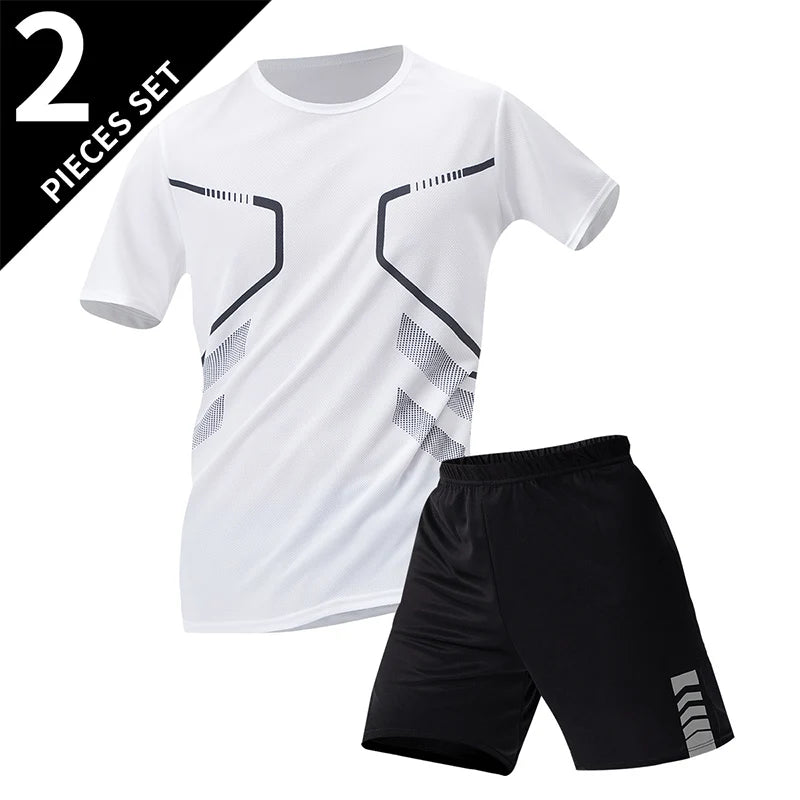 2/4/6 Pcs Plus Size Men's Quick-drying Short-sleeved Shorts Suit Men's Leisure Sports Running Fitness T-shirt Joker Shorts Teen Quick Pick Grocers