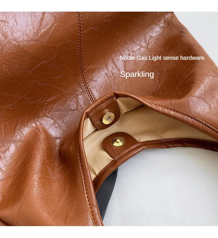 Autumn and Winter Vintage Women's Bag Large Capacity Suede Shoulder Bag Solid Color Simple Casual Commuter Bag Retro Handbags Quick Pick Grocers