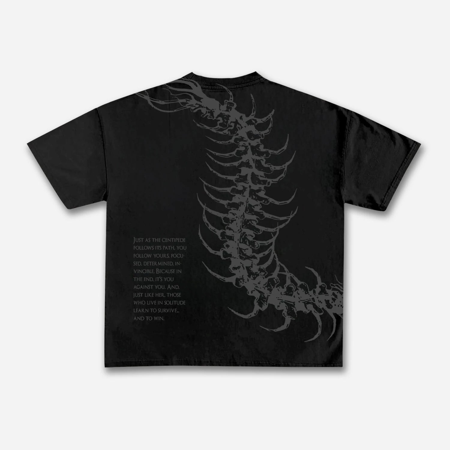 Vintage Dark Centipede Skeletal Graphic Cotton Print T-shirt Men Y2K Summer Short Sleeves Oversize T-shirt Women Casual Tee Tops Quick Pick Grocers
