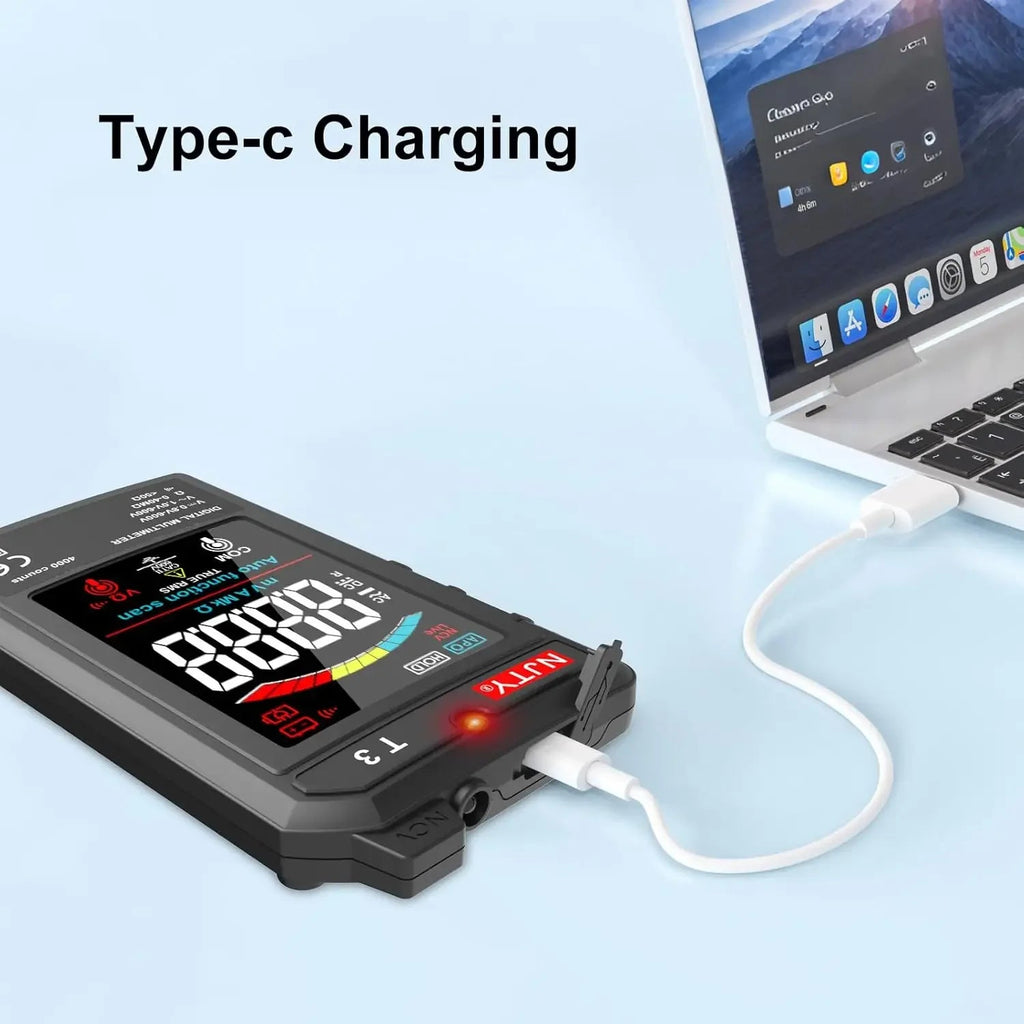 NJTY T3 Smart Digital Multimeter Type-c Charging Auto-Ranging 4000 Counts Ultra-thin NCV Live Wire Color Display Multimeter Tool Quick Pick Grocers