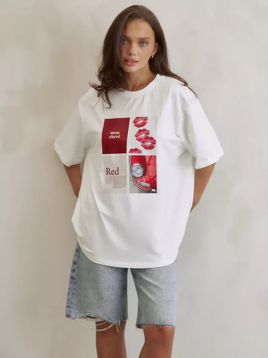 European American Hot Girl American Y2K Design Printed T-shirt Summer Women Ins Pure Cotton High Street Retro Short-sleeved Top Quick Pick Grocers
