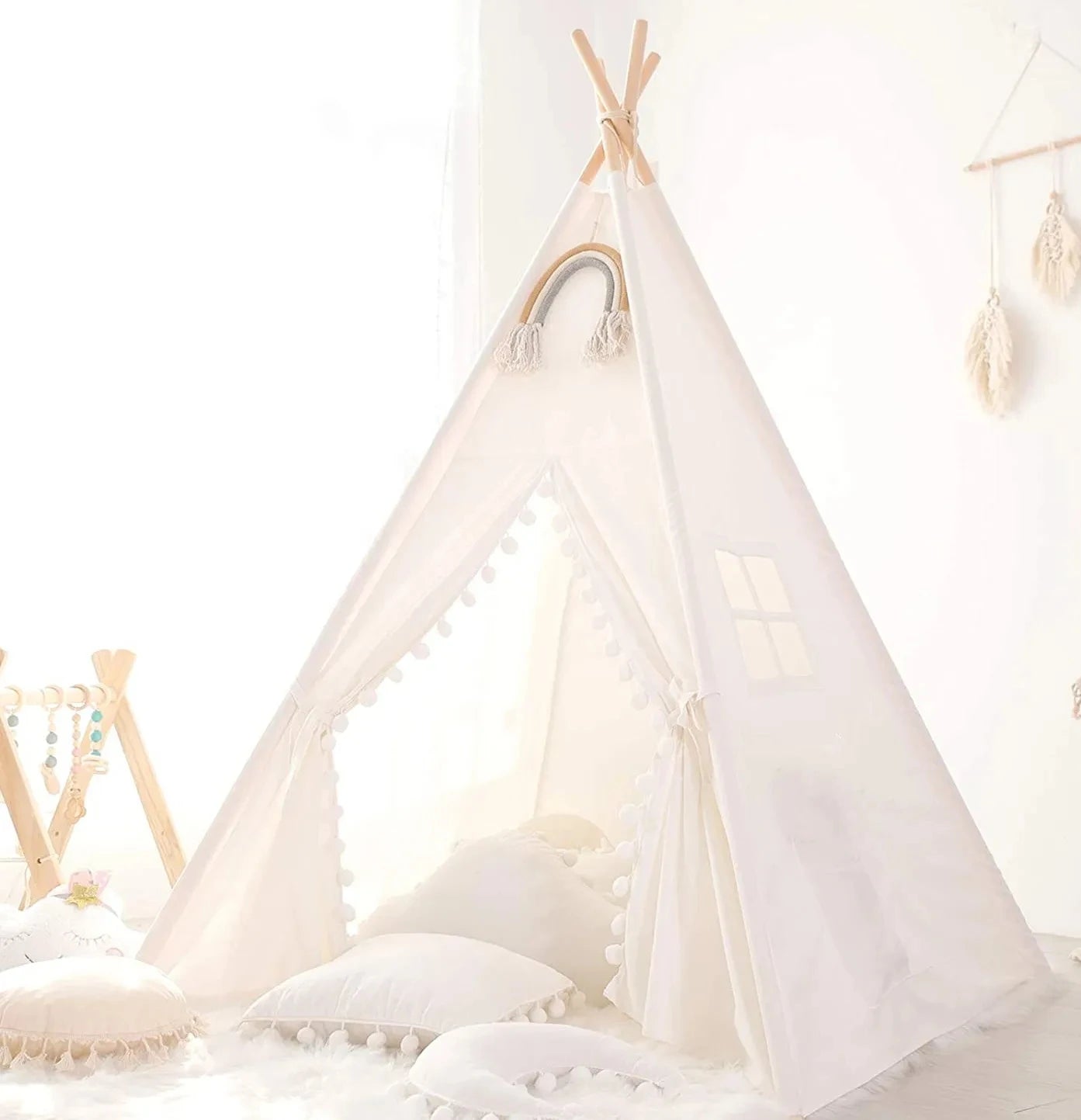 Portable Kid Tent 1.6M/1.3M Children's Play House Wigwam Teepee Tipi Toddler Ball Pit Castle Play Room for Girls Purest Peak