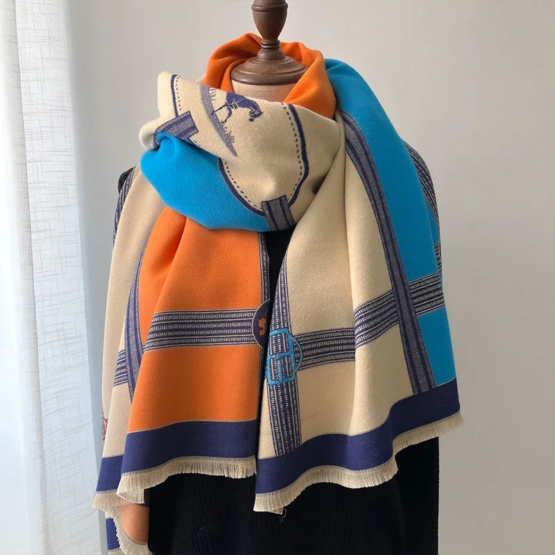 Thick Winter Scarf for Women, Luxury Cashmere Pashmina Shawl Wrap, Warm Long Tassel Neckerchief Quick Pick Grocers