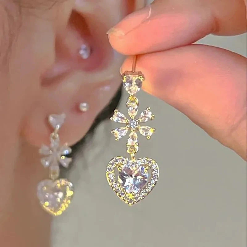 2024 New Simple Stars Tassel Earrings for Women Korean Charm Delicate Shiny Rhinestone Drop Earring Fashion Wedding Gift Jewelry Econic Blanks