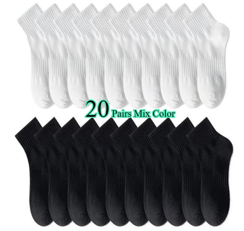 10/20 Pairs Neutral Solid Color Round Neck Socks Spring Summer Sweat Absorbing Breathable Soft Comfortable Couple Sports Socks Quick Pick Grocers