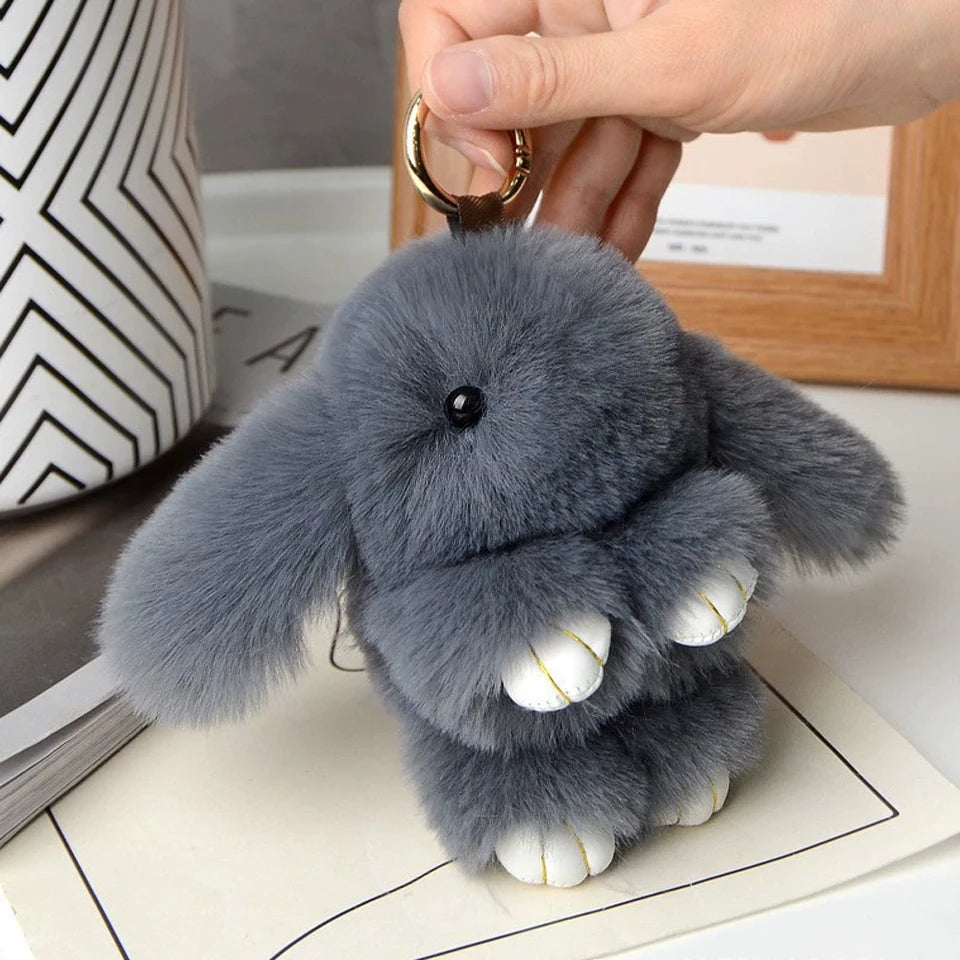 ZAKOL 15cm Fluffy Rabbit Fur Pompon Bunny Keychain Soft Cute Rabbit Toy Key Chain Bag Decoration Accessories Gift for Girls Quick Pick Grocers