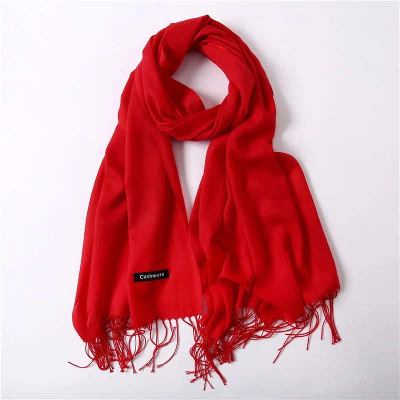 Fashion Solid Scarf Women Cashmere Soft Winter Warm Scarves Hijab Female Long Headband Shawl Wraps Bandana Foulard 2022 Echarpe Quick Pick Grocers