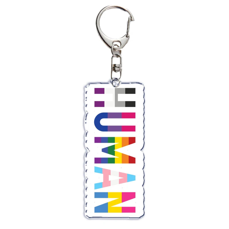 Gay Pride LGBT Rainbow Acrylic Keychain LGBTQ Transparent Double Sided Key Chain Key Ring Lesbian Keychains for Friends Gift Quick Pick Grocers